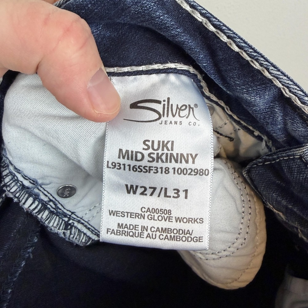 Silver Jeans‎ Co Suki Mid Skinny Jeans Womens 27x31 Blue Super Stretch Denim - Picture 5 of 10